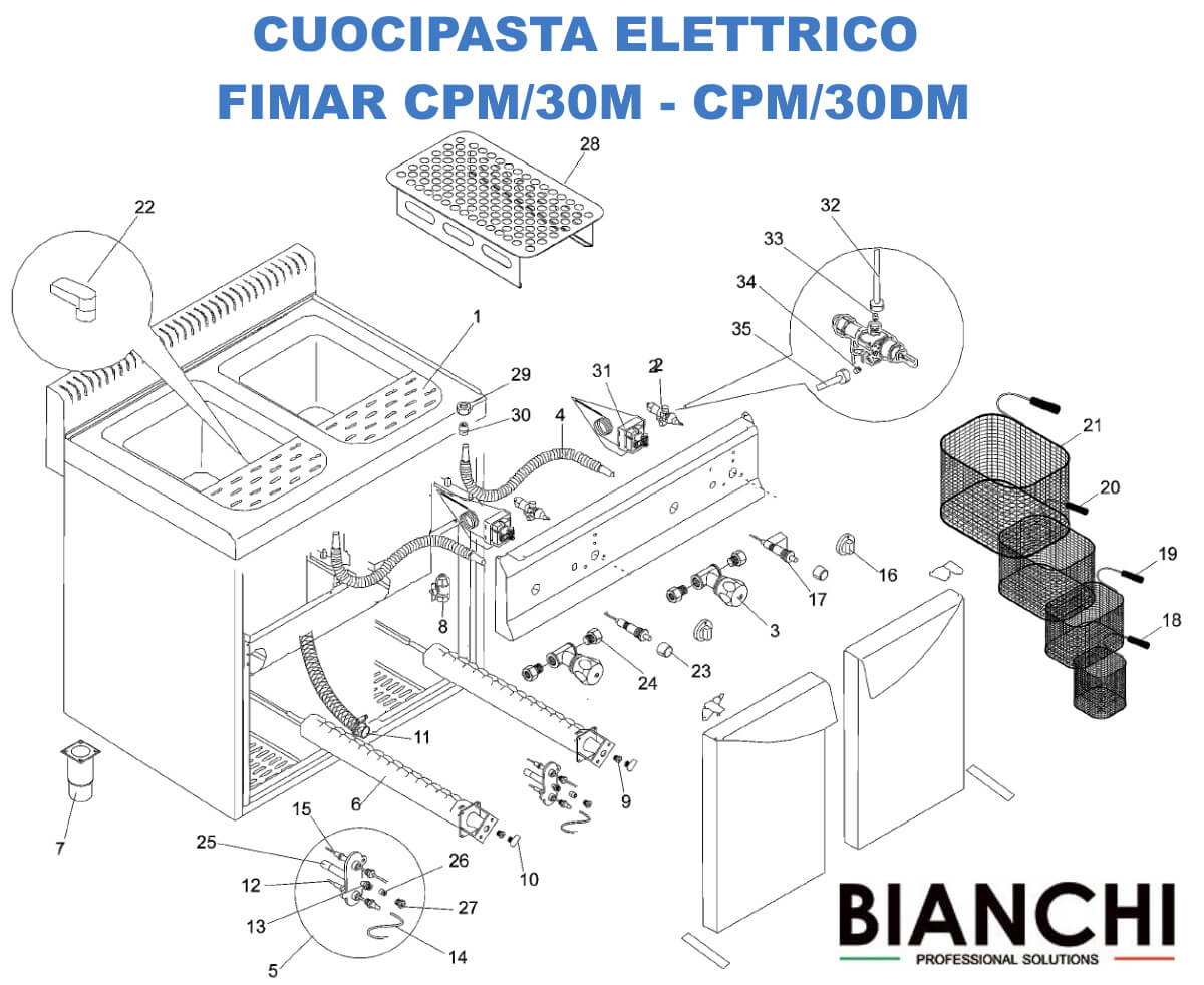 Esploso ricambi per cuoci pasta a gas <a class=